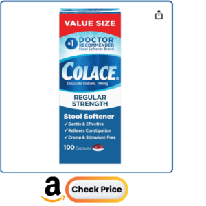 Colace Stool Softener 100 mg, 100 Capsules, Constipation Relief