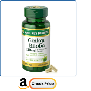 Nature's Bounty Ginkgo Biloba Capsules 120mg, Memory Support Supplement, Supports Brain Function and Mental Alertness, 100 Capsules