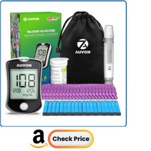AUVON Blood Glucose Monitor Kit, High Accuracy Blood Sugar Test Kit with 50 Glucometer Strips, 50 30G Lancets, 1 Lancing Devices, DS-W Diabetes Testing Kit