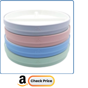 Elk and Friends Kids 7.8” Porcelain White Plates with Silicone Sleeves | Divided Plates | Suitable for Kids/Toddlers | Microwave & Dishwasher Safe