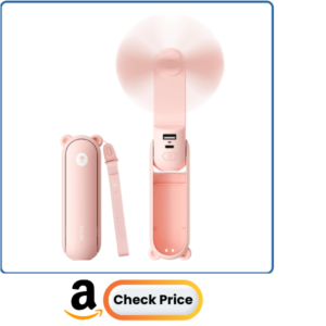 JISULIFE 3 IN 1 Handheld Mini Fan - Portable Fan & Power Bank & Flashlight, 19H Max Cooling, USB Rechargeable, Pocket-Sized for Travel