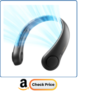 JISULIFE Portable Neck Fan, Hands-Free Bladeless, 5 Speeds, 4000 mAh Battery Operated Wearable Personal Fan, Twistable, Rechargeable,