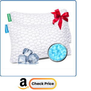 SUPA MODERN Cooling Pillow Queen Size Set of 2, CertiPUR-US Shredded Memory Foam Pillows for Sleeping, Cool Bed Pillows for Hot Sleepers, Adjustable Firm
