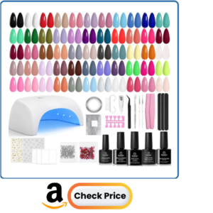 Beetles Gel Nail Polish Kit with U V Light - 80Pcs Color Enchantment 55 Colors Gel Nail Kit with Everything Base Top Coat Beginner Starter at Home Nails Kit