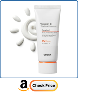 COSRX Vitamin E Sunscreen for Oily Skin SPF 50, Natural Glow Face Sunscreen, Lightweight, Non-Sticky, No White Cast, Hydrating