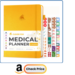 Clever Fox Large Medical Planner 12-Month – Medical Notebook, Health Diary, Wellness Journal to Track Health – 12 Months, 7x10.5″