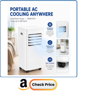 Coolblus 12000 BTU Portable Air Conditioners, 3-in-1 AC Unit Cools Up to 550 Sq.Ft. with Remote Control/Smart Sleep Mode/24Hrs Timer/Window Installation