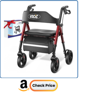 VOCIC Walkers for Seniors, Z21 Rollator Walker with Seat Supports 350lb, 8" Big Wheels for All Terrain, Ergonomic Arc Seat & 6" Ultra Backrest