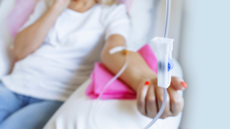 woman getting an IV drip intravenous therapy nad
