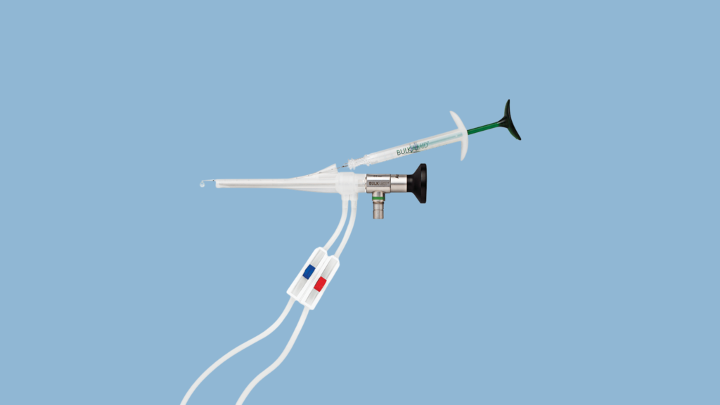 Urethral bulking filler device cystoscope bulkamid urology