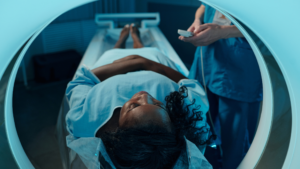 woman getting an mri full body scan imaging test