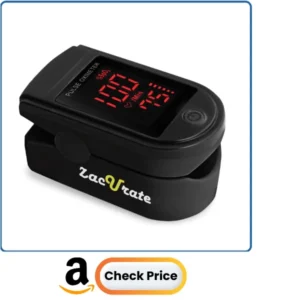 Zacurate 500 Series Fingertip Pulse Oximeter Blood Oxygen Saturation Monitor with Silicon Cover, Batteries and Lanyard