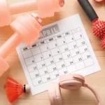 working out equipment around a calendar of a month cycle syncing