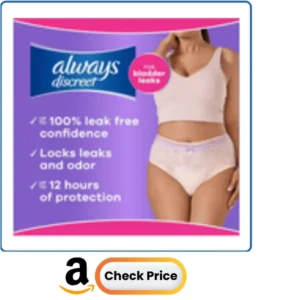 Always Discreet Adult Diapers for Women, Incontinence Underwear, Postpartum Essentials, Disposable Briefs, Max Absorbency, Bladder Leak Protection